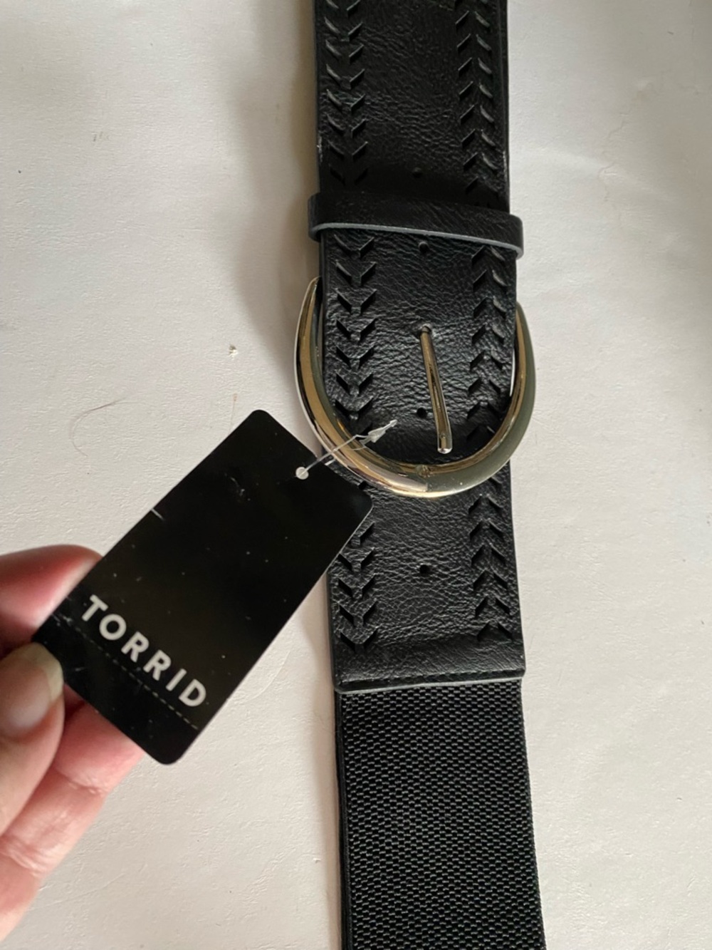 NWT Torrid 1X Belt Black Stretch 14 16 Silver Hardware 2.5 Inches Wide - Picture 2 of 4